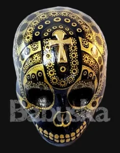 Calavera con diseños a mano alzada Babuska B1756 Calavera Gold