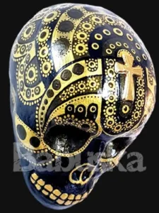 Calavera con diseños a mano alzada Babuska B1756 Calavera Gold
