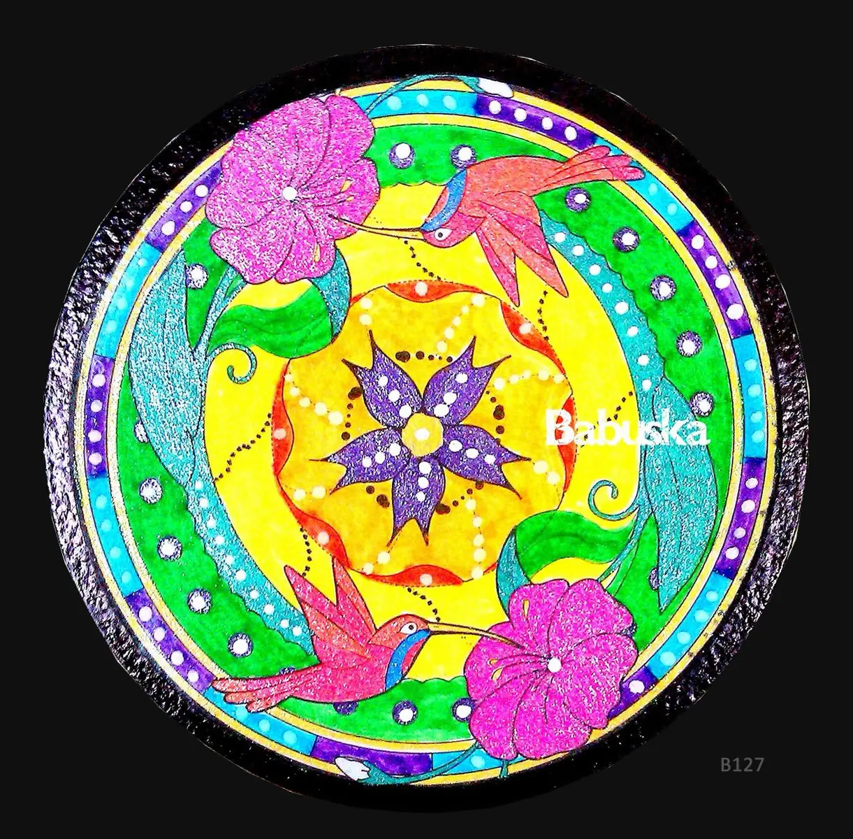 Colibri Mandala realizado sobre cd reciclado B127