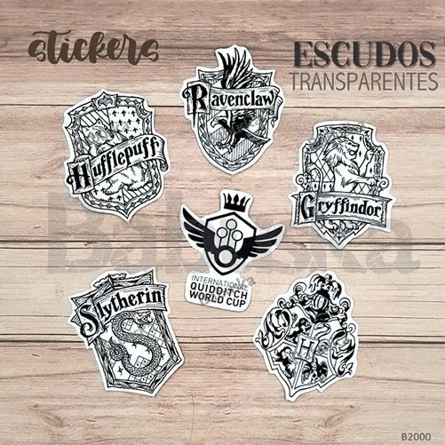 Stickers Escudos Harry Potter Transparentes B2000